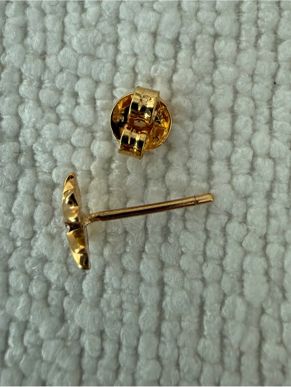 Chrome Hearts 22K Yellow Gold Tiny Plus Cross Earring Single Natural Diamond